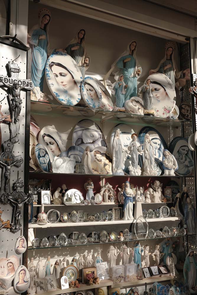 A souvenir shop selling icons and memorabilia of the Virgin Mary. Many of these businesses have been hit hard due to Covid 19 travel restrictions.